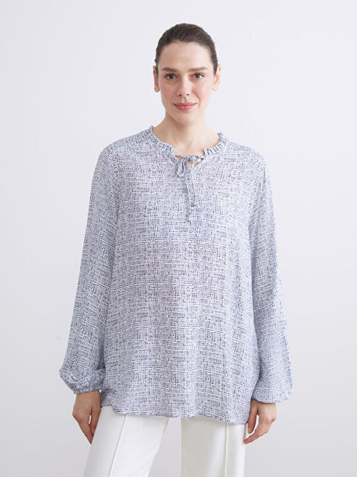 Ba?lamal? Yaka Desenli Bluz