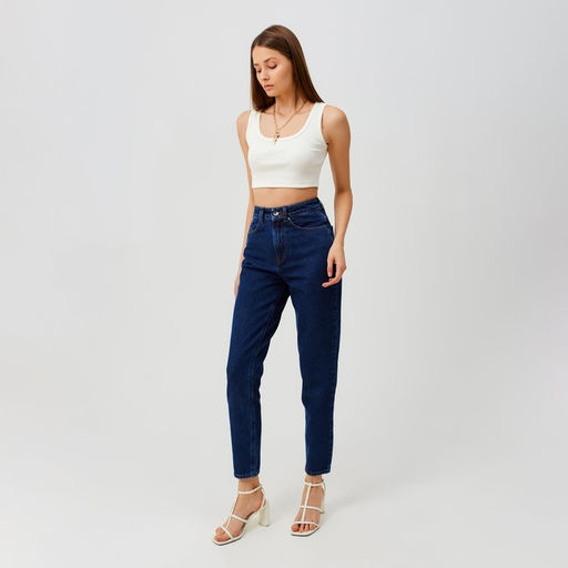 Джинсы женские мом MINAKU: Jeans Collection, размер 46, синие