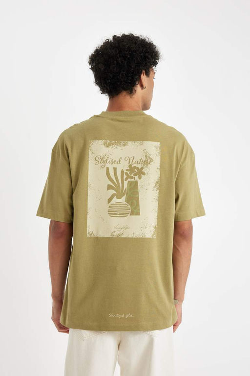 Футболка свободного покроя с круглым вырезом и короткими рукавами с принтом на спине - Defacto фото 7