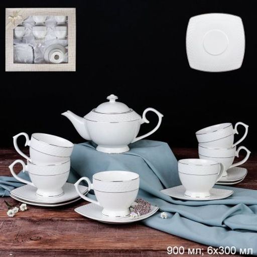 Чайный набор 13 предметов 260 мл 900 мл на ножке / GA2-13G /уп 4/ костяной фарфор - Галеонтрейд фото 2