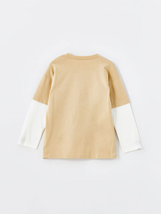 Bisiklet Yaka Uzun Kollu Nostaljik Maymun Bask?l? Erkek Bebek Ti??rt - Waikiki фото 3