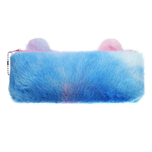 Пенал школьный меховой на молнии Calligrata «Мишка», пушистый, с ушками, МИКС