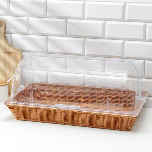 Хлебница Доляна «Крем», плетёное основание, 53×32 см, пластик, коричневая