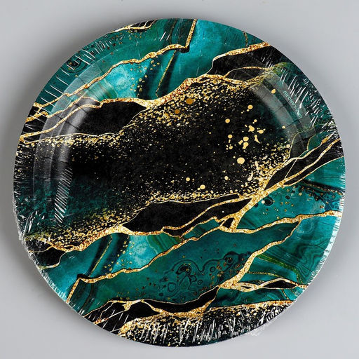 Цена за 10 шт. Тарелка одноразовая бумажная «Мрамор», 18 см