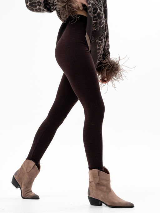 леггинсы из хлопка с добавлением лайкры,темно-коричневые - Binita фото 2