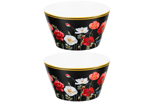 Набор 2 салатников 600 мл 13*13*7,5 см Маки на черном NEW BONE CHINA - Elan gallery фото 7