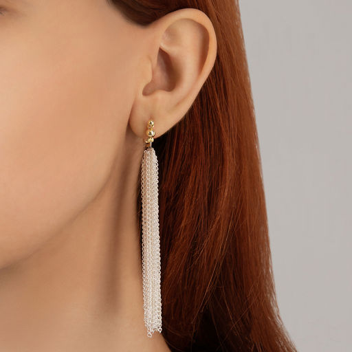 Серьги металл Цепи сборка, цвет серебряно-золотой, 8 см - Qf фото 8