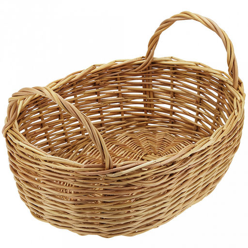 Корзинка плетеная №2 34х25х10см, овальная, глубокая, дно и стенки из ивовой лозы, с ручками, ручное плетение (Россия)