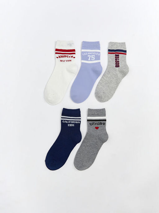 Desenli K?z ?ocuk Soket ?orap 5li