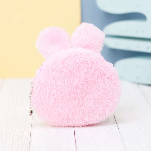 Кошелёк плюшевый "Happy bunny", pink (10*11 см)