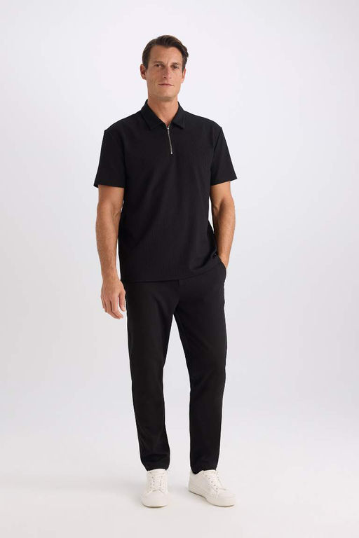 Regular Fit Fermuarl? K?sa Kollu Polo Tisort - Defacto фото 3