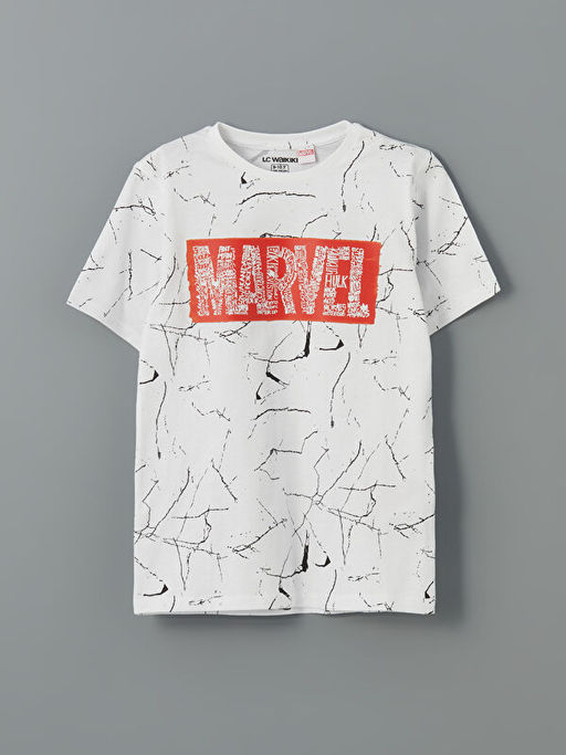 Bisiklet Yaka Marvel Bask?l? Erkek ?ocuk ?ortlu Pijama Tak?m?