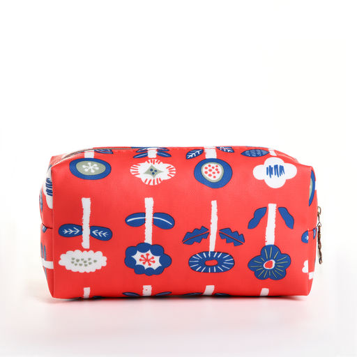 Косметичка на молнии, с подкладом, маленькая, с принтом Лесные растения, красная - Simaland фото 2