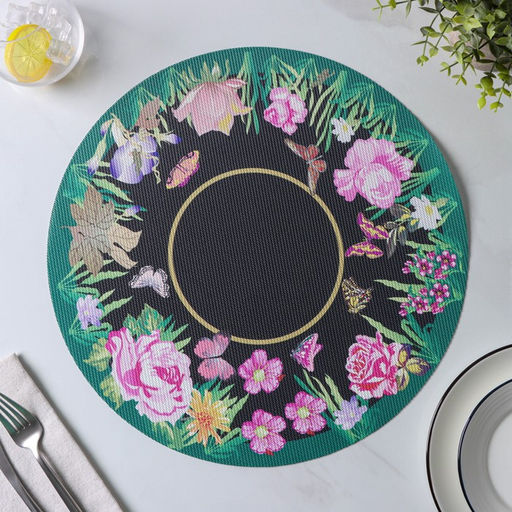 Набор салфеток сервировочных Доляна Роуз, d=38 см, 4 шт, цвет зелёный  фото 5