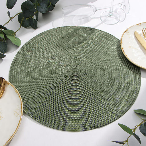 Салфетка сервировочная «Доляна. Классика», зелёная, d=38 см