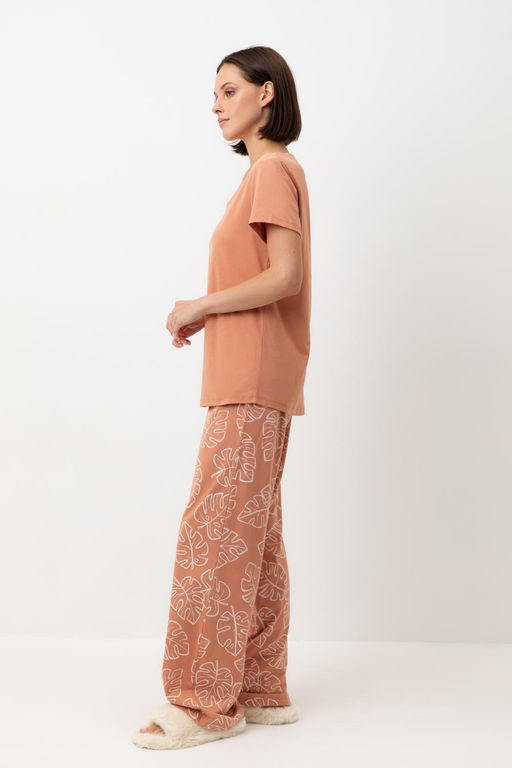 Е 20075/24/пробковое дерево,тропические листья пижама жен