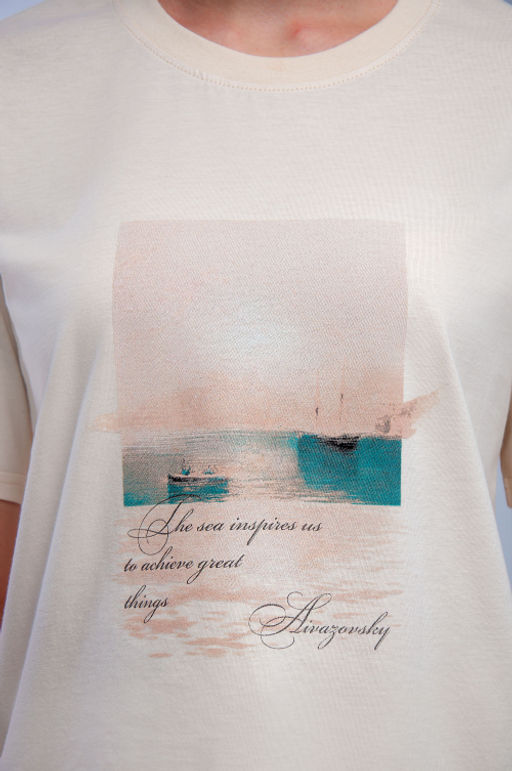 Арт. 31139 Футболка женская 44-52 (5 шт) Цвет:светло-бежевый - Калинка фото 5