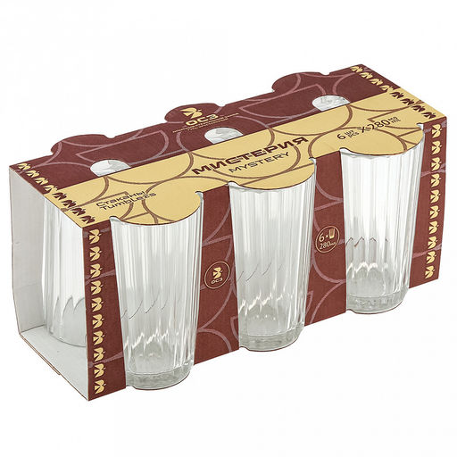 Стакан стеклянный Мистерия 230мл, д6,5см, h12см, высокий, набор 6шт (Россия) - Домашняя мода фото 4