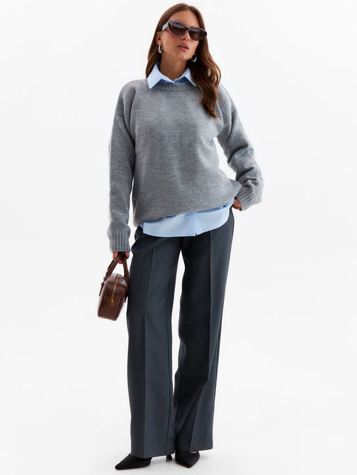 Джемпер женский MINAKU: Knitwear collection, светло-серый, размер 46-48  фото 4