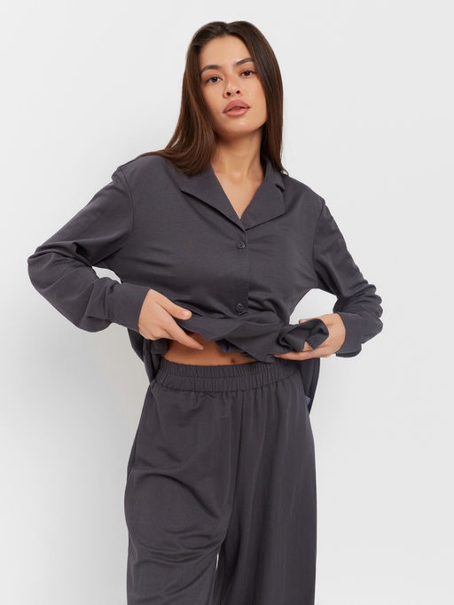Костюм женский (рубашка, брюки, топ) KAFTAN Base, размер 44, цвет графит