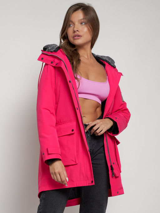 Парка женская зимняя MTFORCE c капюшоном розового цвета 2329R  фото 39