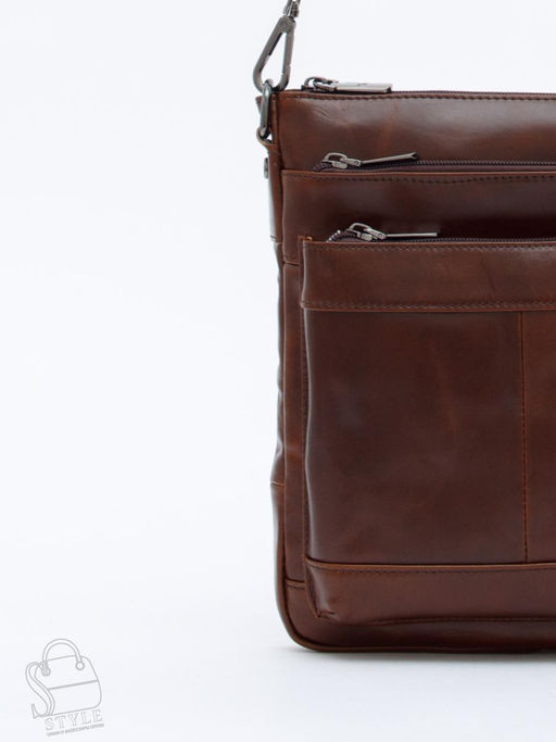 Сумка мужская кожаная 1022-2 brown Fuzhiniao  в Новосибирске