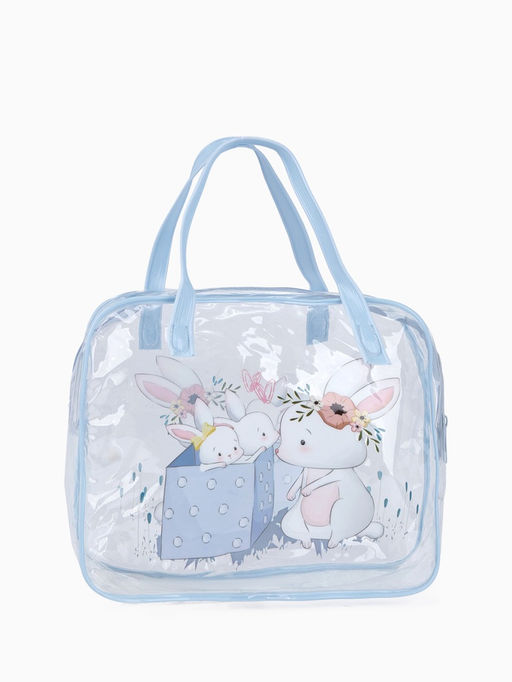 Косметичка-сумка на молнии, с ручками, для бассейна, с принтом, голубая