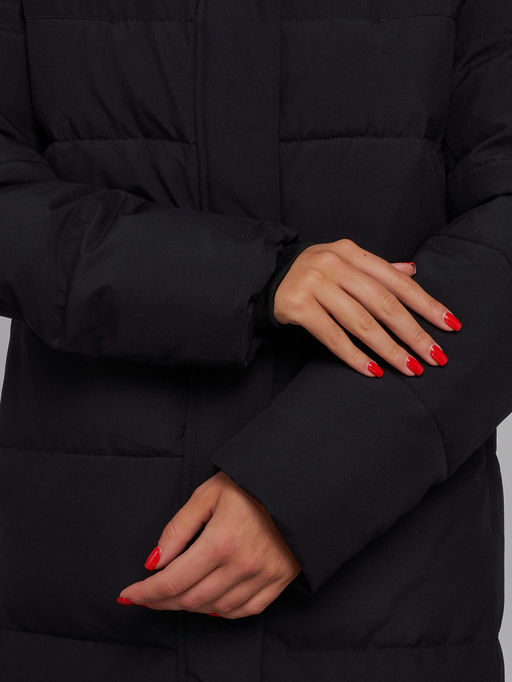 Пальто утепленное молодежное зимнее женское черного цвета 52382Ch - Holdluck фото 17