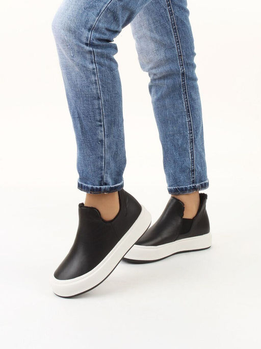 01-XKL24-068R BLACK Ботинки демисезонные женские (натуральная кожа, байка)