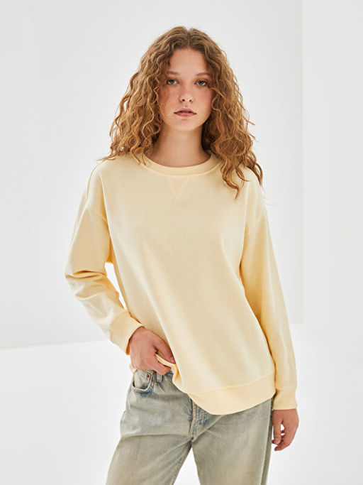 Bisiklet Yaka Oversize Kad?n Sweatshirt