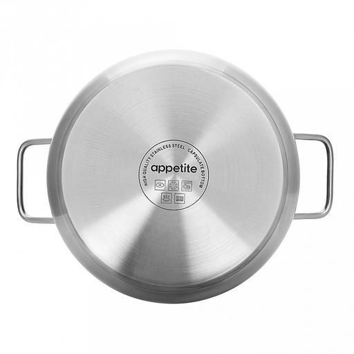 Кастрюля из нержавеющей стали "Tessi" 1,8л, д13см, h10см, стеклянная крышка, подарочная коробка, "Appetite" (Китай) Подходит для индукционных плит