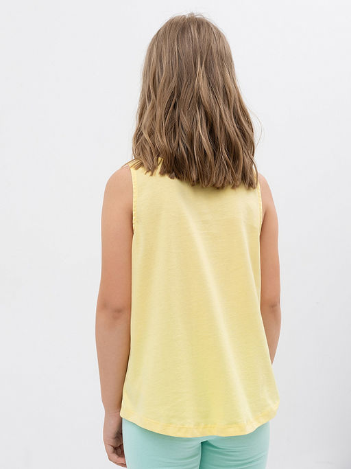 Хлопковый длинный топ в желтом цвете для девочек - Mark formelle фото 2