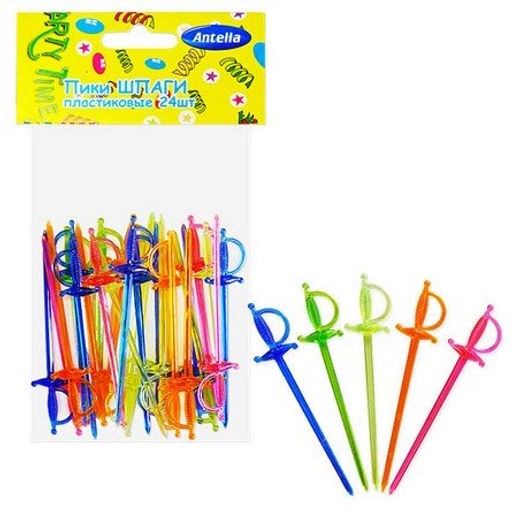 Набор пик пластиковых ШПАГИ 24 шт. арт. 1712 Антелла