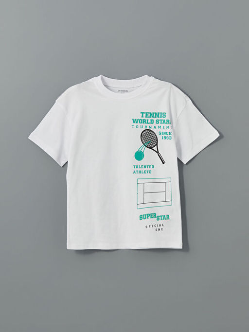 Bisiklet Yaka Bask?l? Erkek ?ocuk Ti??rt 2li