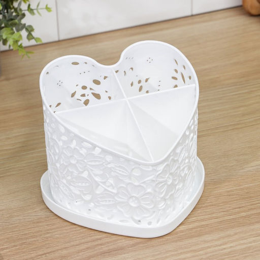 Подставка под столовые приборы Альтернатива Сердце, 17?18.5?15.5 см, пластик, белая