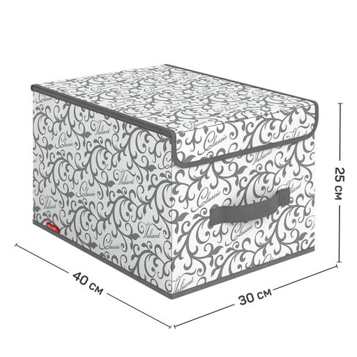 VAL CG-BOX-LM Короб стеллажный с крышкой, большой, 30*40*25 см, CLASSIC GREY, шт