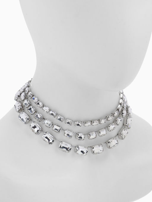 Чокер-колье Сияние трио на увеличение, цвет белый в серебре, 36 см