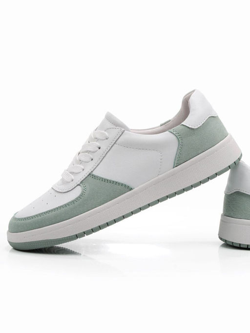 03-C933-7K WHITE/GREEN Кеды кожаные женские (натуральная кожа, натуральная замша)