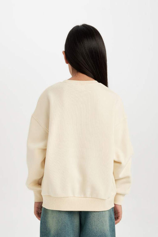 Толстовка с принтом для девочек Relax Fit с круглым вырезом - Defacto фото 6