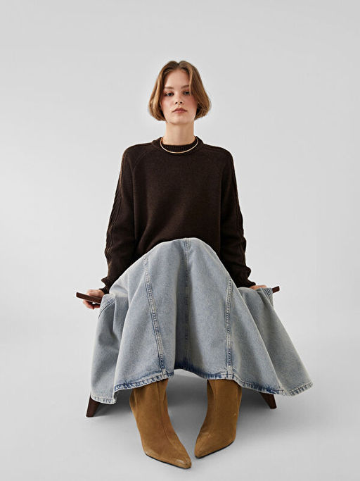 Bisiklet Yaka Kad?n Triko Tunik