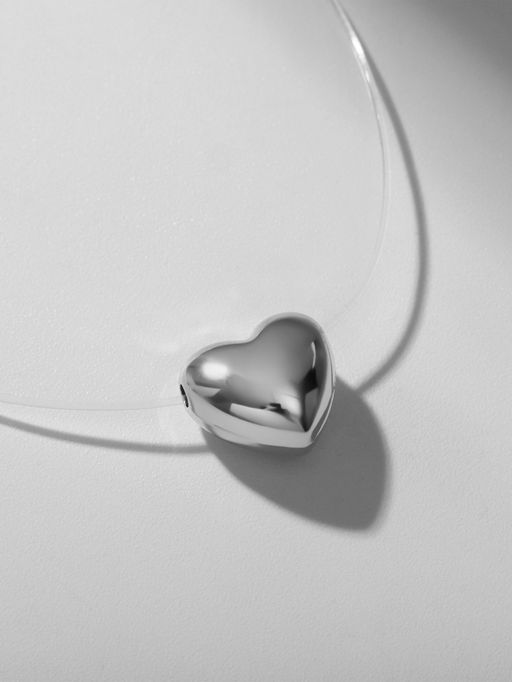 Кулон На леске сердце, цвет белый в серебре, 33 см