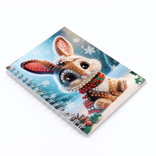 Алмазная мозаика на новый год с частичным заполнением для детей на блокноте Зайка, 11?15 см, 48 листов, набор для творчества