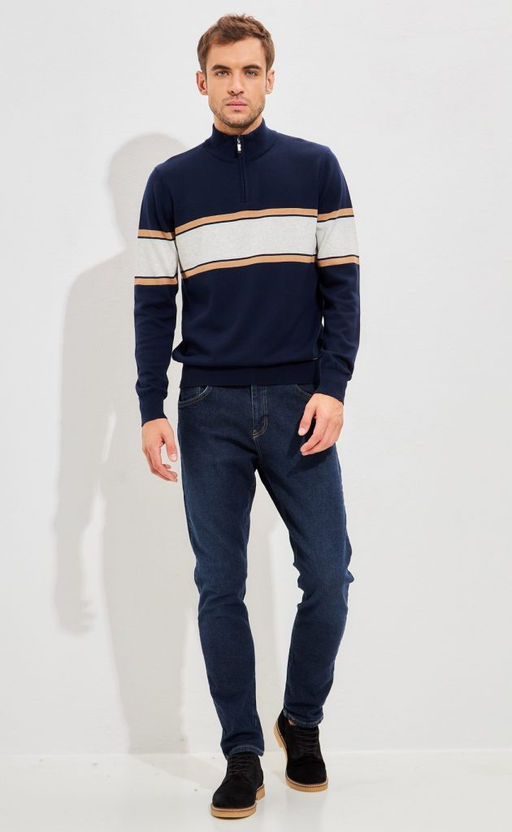 Джемпер P321-15222 navy-ochre - Primm фото 10