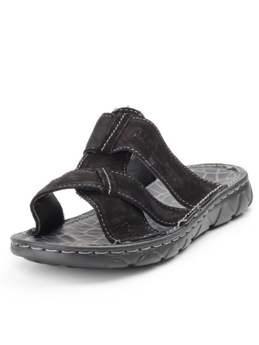 04-P2327-66 BLACK Тапочки мужские (натуральная кожа (нубук)) - Фабричный китай фото 5