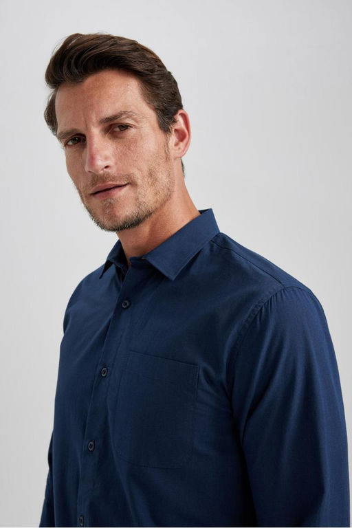 Рубашка из поплина с длинным рукавом стандартного кроя - Defacto фото 7