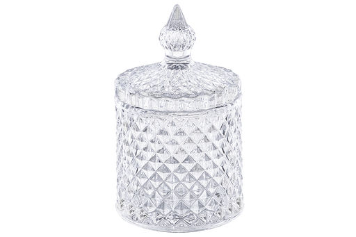 Банка д/хранения 270 мл 8,5*8,5*14 см с крышкой "Ромбики", прозрачный, стекло