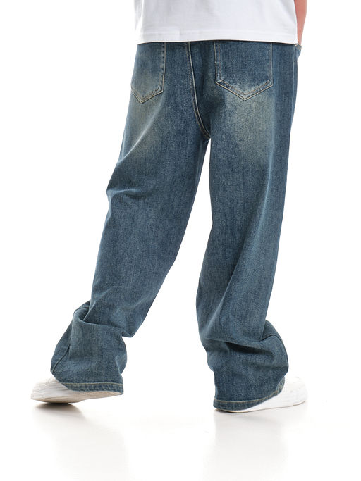 Джинсы свободного кроя на резинке 33-6900 синий - Mini maxi фото 2