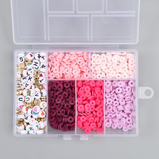 Бусины в шкатулке «Розовые», нить 0.8 мм 5 м 12×8.4×2.2 см