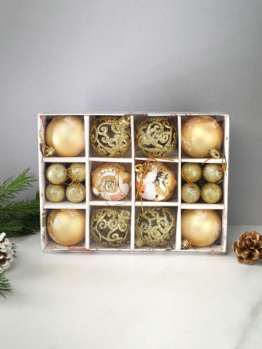 Новогоднее украшение Шары 18 штук 24х6 см / WF-207 /уп 80/золото - ГалеонТрейд фото 3