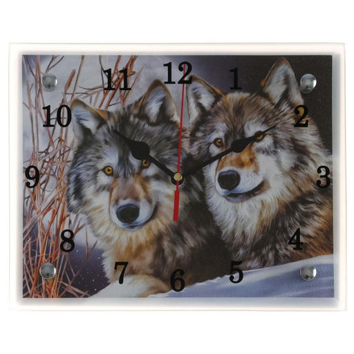 Часы=картина настенные, интерьерные «Два волка», бесшумные, 25×20 см